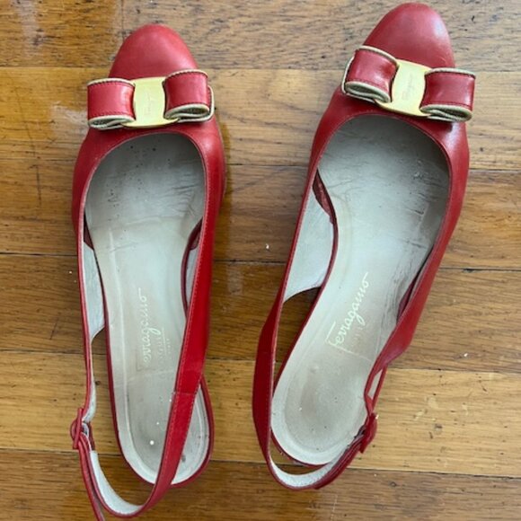 Ferragamo Sling back Red size 8 - Picture 1 of 5